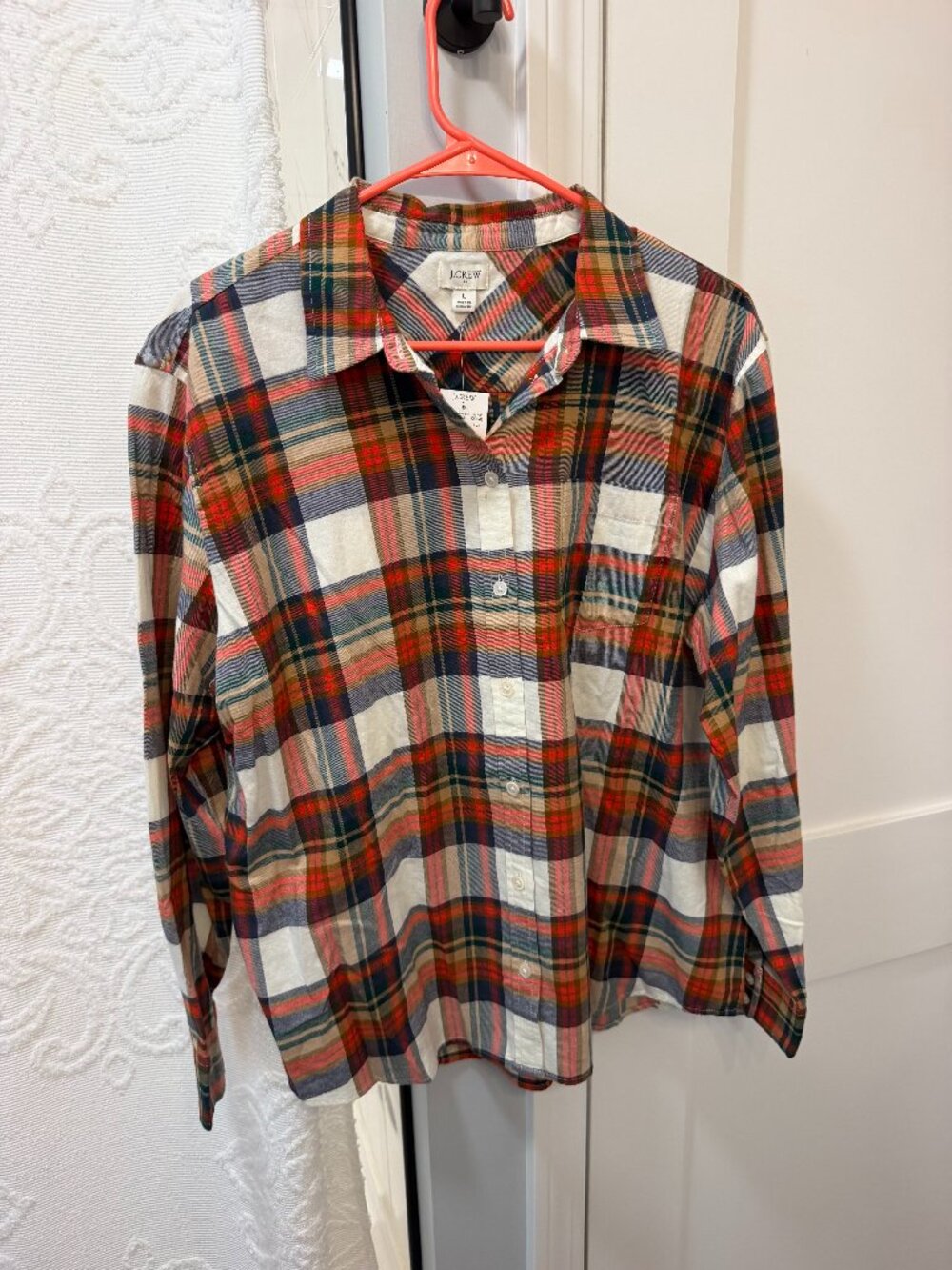 NWT J.Crew women's red flannel long sleeve